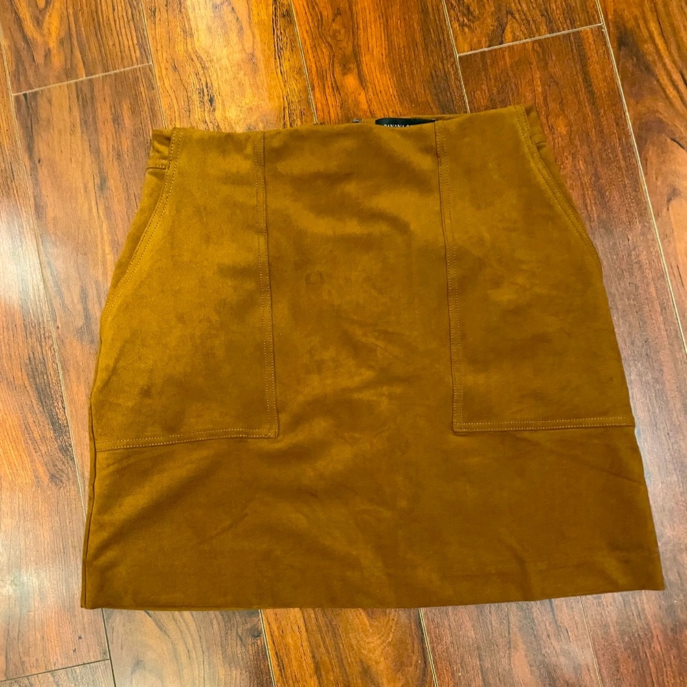 Suede camel skirt